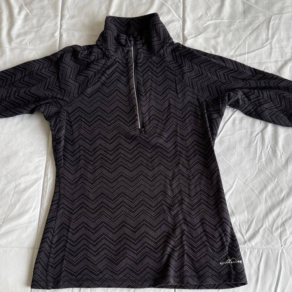 Eddie Bauer Black Chevron Half-Zip Pullover
